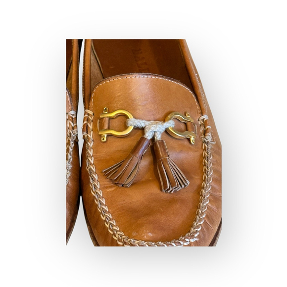 Bally Kaftan Men’s Tan Leather Horsebit Tassel Loafers Size 10.5M Made in Italy - Picture 4 of 10